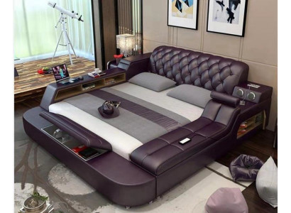 Design Łóżko XXL Duże łóżko Skóra Hotel Podkładka 180x200 Wielofunkcyjna Półka