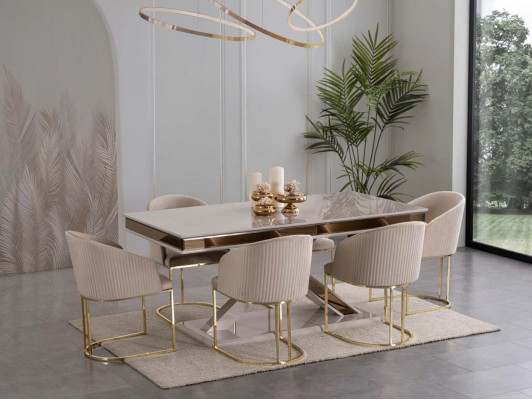 jadalnia Zestaw jadalniany Stal nierdzewna Krzesła 10x Fotel Stół obiadowy Tabela 11-częściowy