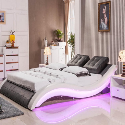 Luksusowe łóżko Design bed Digital LED Sypialnia Meble Skóra Double