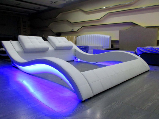 Luksusowe łóżko Design bed Digital LED Sypialnia Meble Skóra Double