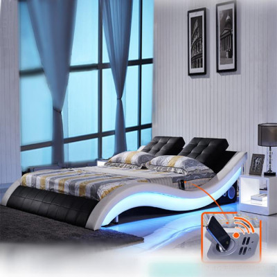 Luksusowe łóżko Design bed Digital LED Sypialnia Meble Skóra Double
