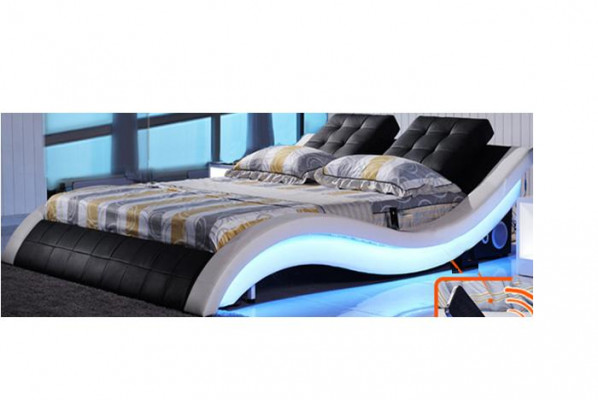 Luksusowe łóżko Design bed Digital LED Sypialnia Meble Skóra Double