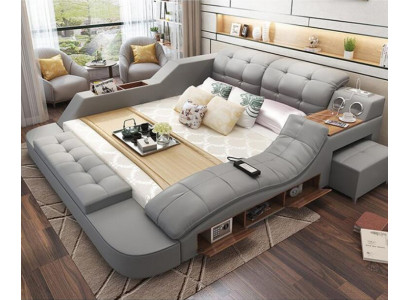 Design Łóżko XXL Duże łóżko Skóra Podkładka Hotelowa 180x200cm Wielofunkcyjna Półka Nowość