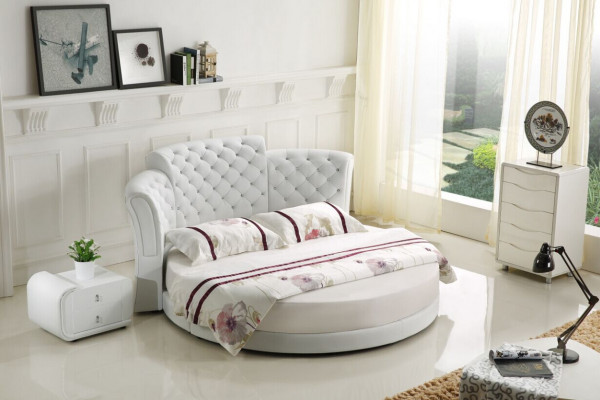 Chesterfield Okrągłe Łóżko Meble Podkładka do łóżka Sypialnia Meble skórzane łóżko hotelowe