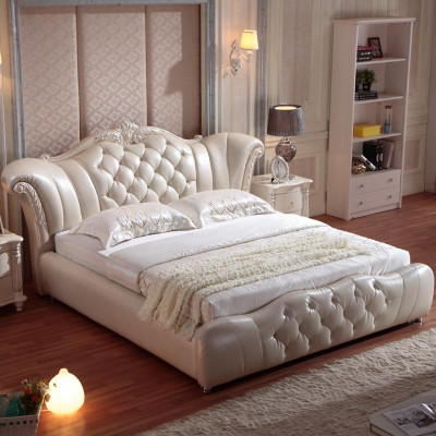 Design Chesterfield Łóżko Włókiennicze Aksamit Podkładka Hotel Skóra łóżka Sypialnia