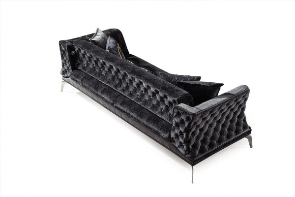 Czarna kanapa Sofa Ustawić 3+1 Siedziba Chesterfield Living Room Podkładka