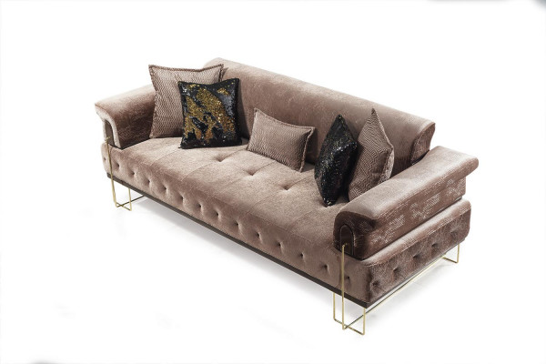 Brązowa Sofa Kanapa Ustawić 3+1 Siedziba Chesterfield Living Room Podkładka