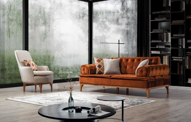 Zestaw sofowy Ustawić Sofy Sofa Fotel trzyosobowa 3+1 miejsce siedzące Orange