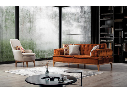 Zestaw sofowy Ustawić Sofy Sofa Fotel trzyosobowa 3+1 miejsce siedzące Orange