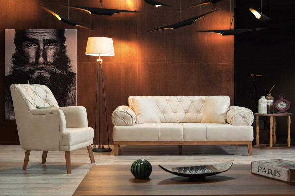 Zestaw sofowy Ustawić Sofy Sofa Fotel trzyosobowa 3+1 miejsce do siedzenia beżowe