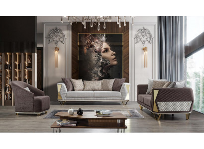 Ustawić Zestaw sofowy 3+3+1 miejsce do siedzenia Sofa Fotel Sofy Modern Brown nowość