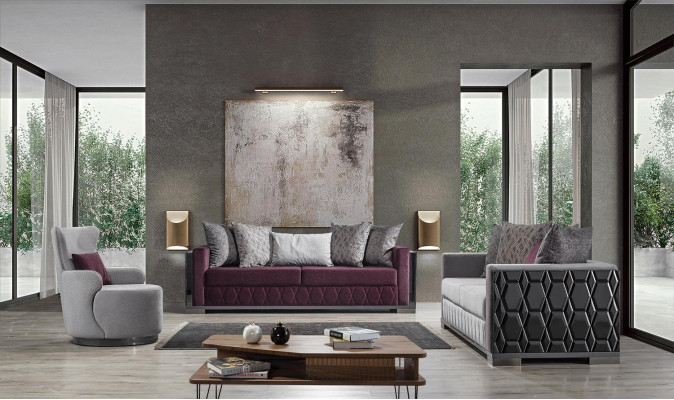Luksusowa Sofa Trzyosobowa 3 Siedziba Sofy Szary Salon Kanapa Material Design