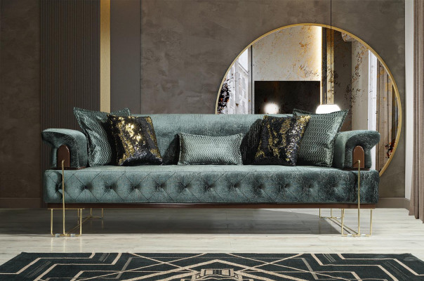 Sofa 3 Siedziba Sofy Siedziba Design Kanapa Trzyosobowa Luxury Metal z Włókienniczy