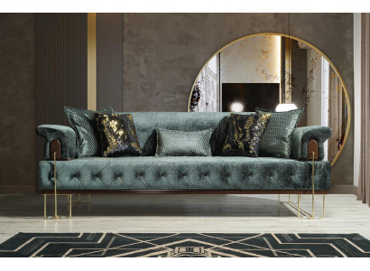 Sofa 3 Siedziba Sofy Siedziba Design Kanapa Trzyosobowa Luxury Metal z Włókienniczy
