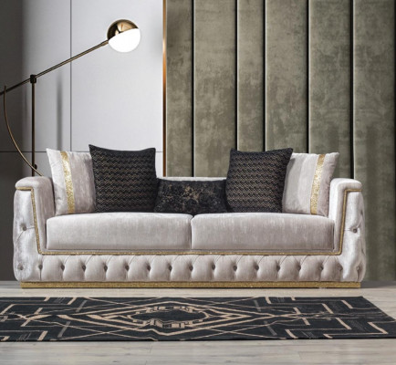 Luksusowa trzyosobowa sofa 3 miejsce do siedzenia Sofy Siedziba Design Couch Meble New Beige