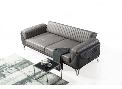 Sofa 3 miejsce do siedzenia Kanapa Drewno Meble Sofy Kanapa Drewno Skóra Imitacja 240cm