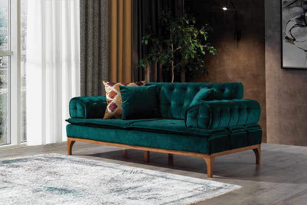 Luksusowa Sofa 3 miejsce do siedzenia Sofy Siedziba Material Design Meble Style Włókienniczy Nowa zieleń
