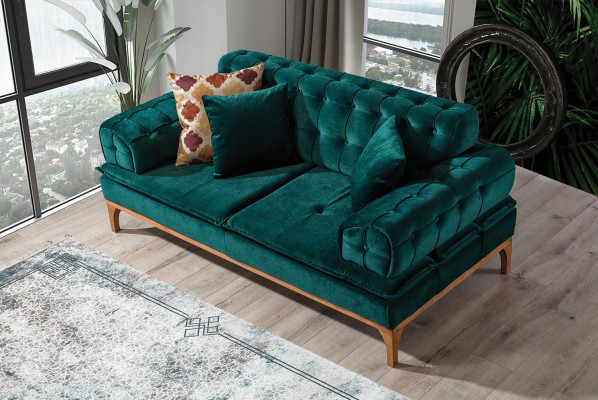 Luksusowa Sofa 3 miejsce do siedzenia Sofy Siedziba Material Design Meble Style Włókienniczy Nowa zieleń