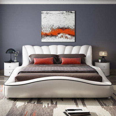 Luksusowe podwójne łóżko Sypialnia Drewno Włókiennicze 180x200 Łóżko Classic