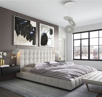 Nowoczesna rama luksusowego łóżka Pokój łóżka Hotel Design Skóra Łóżko