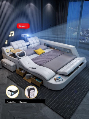 Wielofunkcyjne łóżka Deluxe Masaż Łóżko Hotel Podkładka Led USB Radio