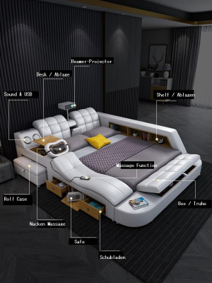 Wielofunkcyjne łóżka Deluxe Masaż Łóżko Hotel Podkładka Led USB Radio