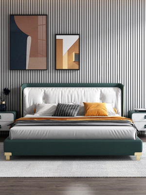 Podwójne łóżko Design Podkładka Sypialnia 180x200cm Nowoczesne Drewno