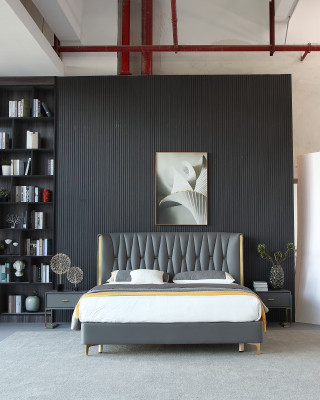 Hotel Luxury Design łóżko Podkładka Metalowa Skóra Sypialnia Stal odporna