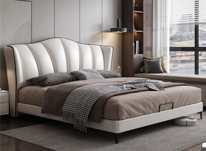 łóżko Włókienniczy Hotel Luxury Podkładka Siedziba Skóra Włochy Designerskie Łóżko Sypialnia