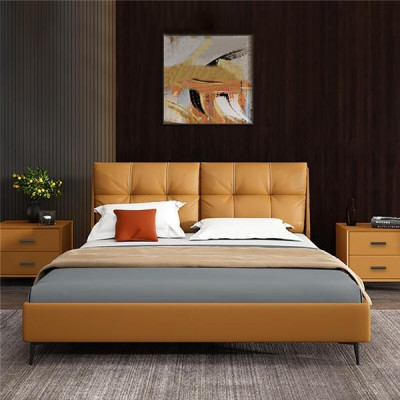 łóżko Włókienniczy Skóra Hotel Luxury Podkładka Aksamit Material Designer Łóżko Sypialnia