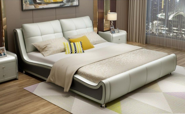 Łóżko Podkładka Design Deco Luxury Double Hotel łóżko małżeńskie Sleep Pokój Skóra