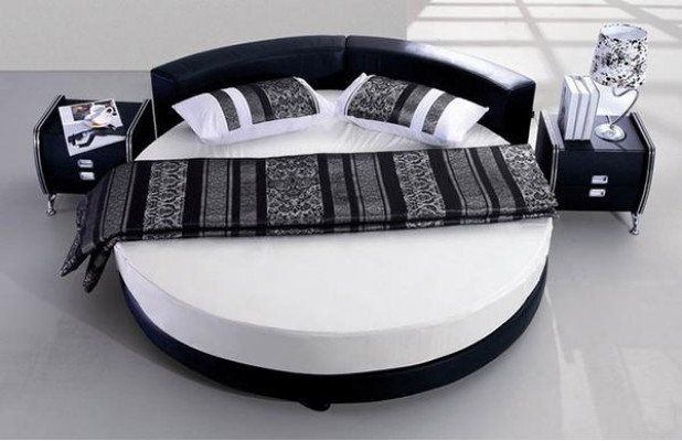 Okrągłe Skóra Łóżko 200x200 Luksusowa Podkładka Okrągły łóżka Okrągły Materiał Hotel