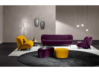 Nowoczesny Zestaw sofowy 3+2 miejsce do siedzenia Fotel x2 Stołek designerski komplet wypoczynkowy Stylowe meble do salonu