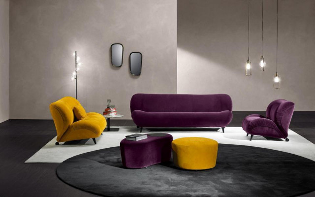 Grupa Set Zestaw sofowy 3+1 miejsce do siedzenia 2-częściowy. Meble Sofy Fotel Luxury Siedziba Fioletowe Nowe