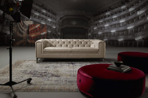 Sofa 3 Siedziba Salon Chesterfield Meble Design Luksusowy Włoski Styl Beżowy