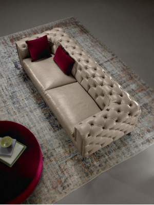 Sofa 3 Siedziba Salon Chesterfield Meble Design Luksusowy Włoski Styl Beżowy