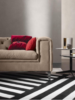 Sofa 3 Siedziba Salon Chesterfield Meble Design Luksusowy Włoski Styl Beżowy