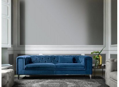 Sofa 3 miejsce do siedzenia Blue Luxury Włókienniczy Living Room Design Meble włoskie
