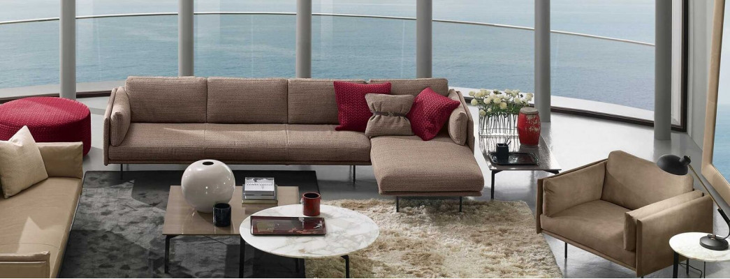 Brązowa Narożnikowa kanapa Sofa w kształcie litery L Couch Design Podkładka Modern Włókienniczy Living Room