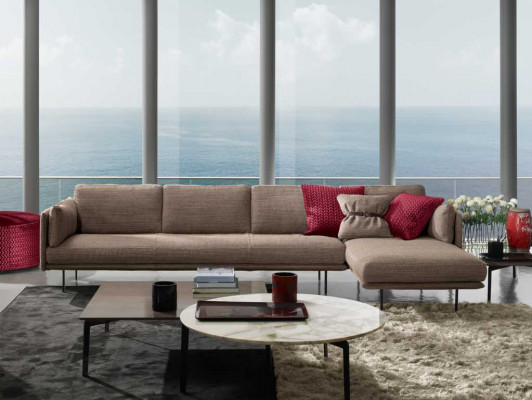 Brązowa Narożnikowa kanapa Sofa w kształcie litery L Couch Design Podkładka Modern Włókienniczy Living Room