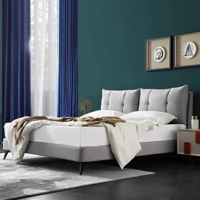 Double Hotel Łóżko łóżko Beżowe 180x200 Sleep Pokój Skóra Podkładka Design