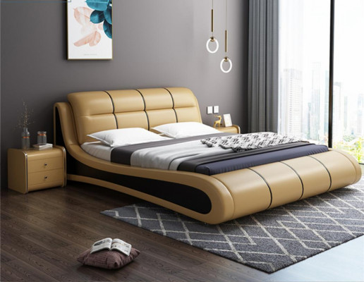 Luksusowa Podkładka do łóżka Włókienniczego Double New Sypialnia Design Łóżko Skóra