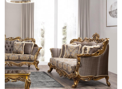 Zestaw sofowy 3+1+1 miejsce do siedzenia Luksusowy Ustaw Zestaw Sofa Sofy Fotel Materiał Barokowy Szary
