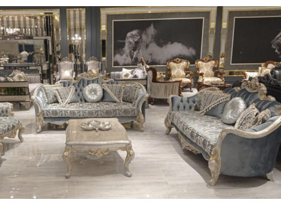 Grupa Zestaw sofowy 3+3 miejsce do siedzenia Luksusowa Sofa Fotel Sofy Materiał Zestaw Klasyczny Nowość