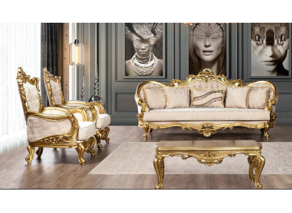 Kanapa Ustawić Zestaw sofowy 3+1+1 miejsce siedzące Fotel Zestaw Sof Materiał Sofa Barokowa Nowość