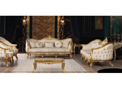 Zestaw sofowy 3+3 miejsce do siedzenia Sofa Sofy Fotel Siedziba Ustawić Materiał Salon Barok
