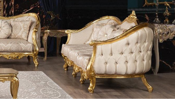 Zestaw sofowy 3+3 miejsce do siedzenia Sofa Sofy Fotel Siedziba Ustawić Materiał Salon Barok