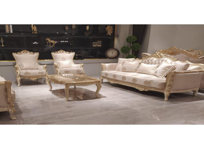 Zestaw sofowy 3+1+1 miejsce do siedzenia stolik kawowy Sofa Fotel Sofy Ustawić Zestaw Gold Style