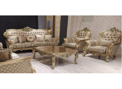 Luksusowy Ustawić Zestaw sofowy 3+1+1 miejsce do siedzenia Sofa Materiał Sofy Klasyczne Barokowe Nowe