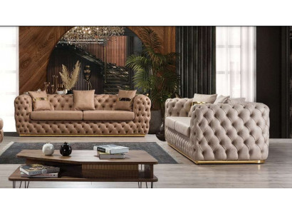 Apartament tapicerowany Zestaw sofowy 3+3 miejsce do siedzenia Chesterfield luksusowe Ustawić sofy Skóra